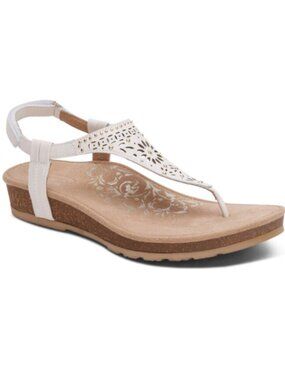 Aetrex Evelyn Thong Sandals 7 NWOB Arch Support Comfort Leather Backstrap.